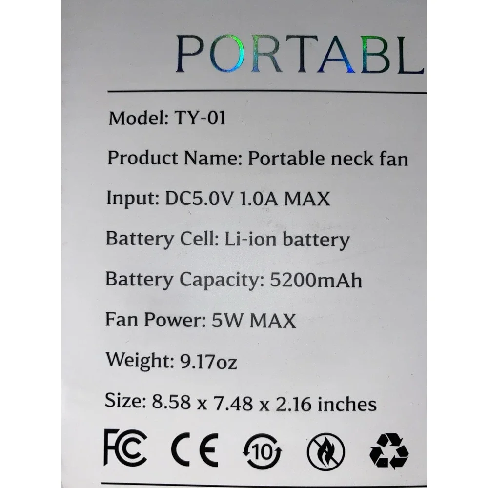 Hotsales Neck Fan, Hands Free Bladeless Fans Portable Rechargeable‎ Black